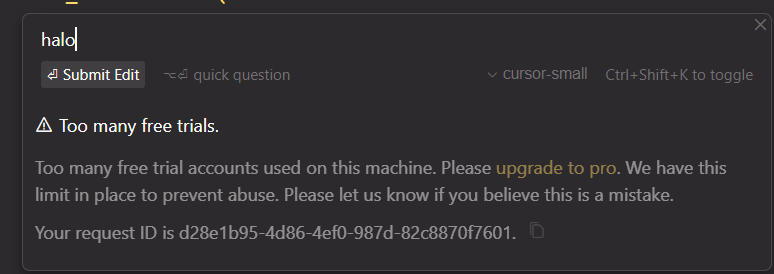 Cursor Free Trial Error